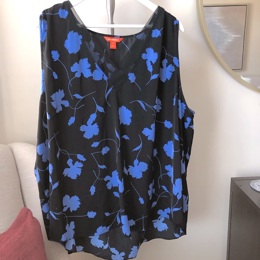 Joe Fresh 3X V-Neck Tank Blouse Office Casual Lightweight Floral Print Layers